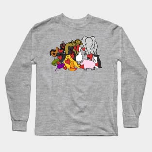 Animals with Love Hearts and Hidden Bernie Sanders on Valentines Day Long Sleeve T-Shirt